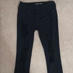 Black distressed mid rise jeans